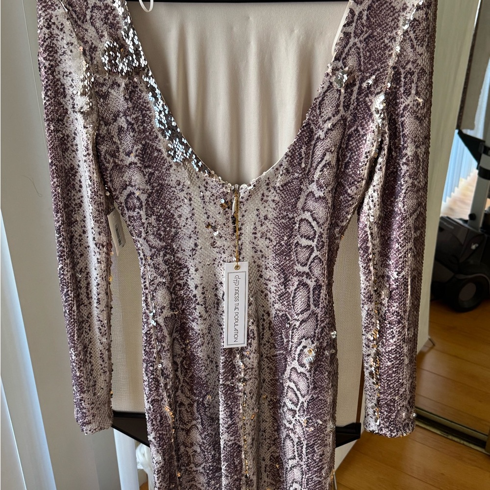 Dress the Population Elegant Sequin Snake Print Dress XS/S